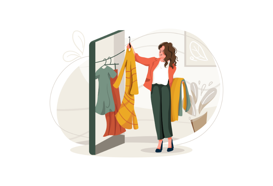 服を選ぶ女性