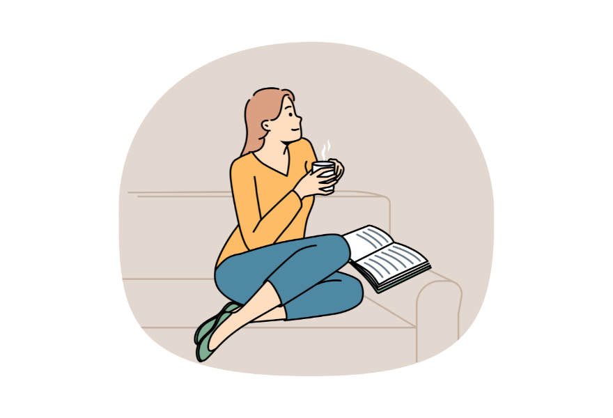 お茶をのむ女性