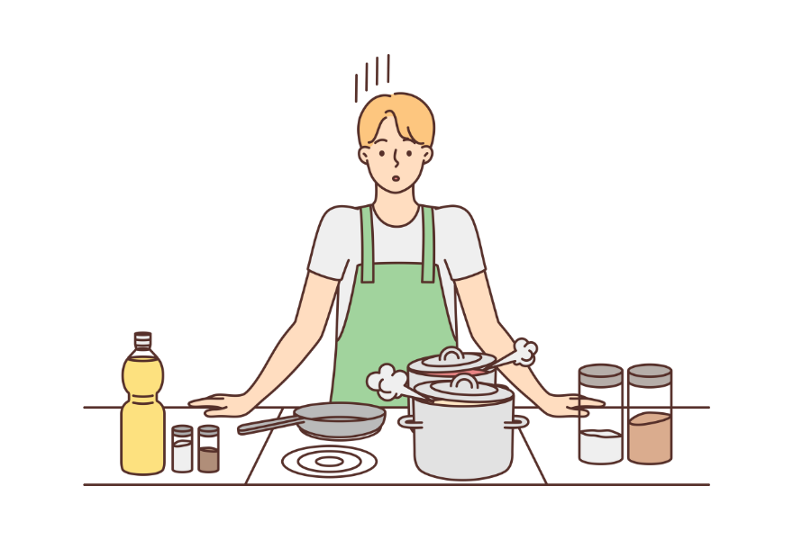 料理をする男性