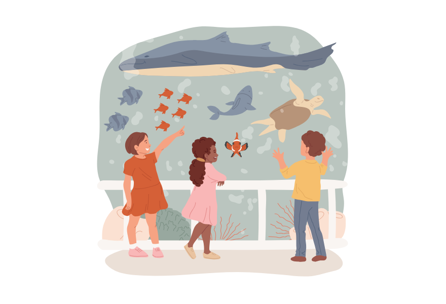 水族館で楽しむ子ども