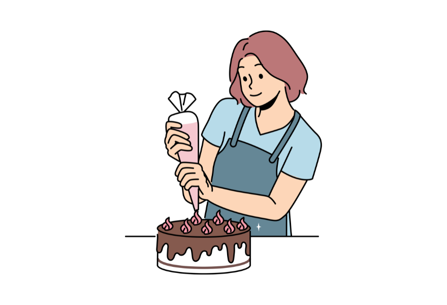 ケーキを作る女性