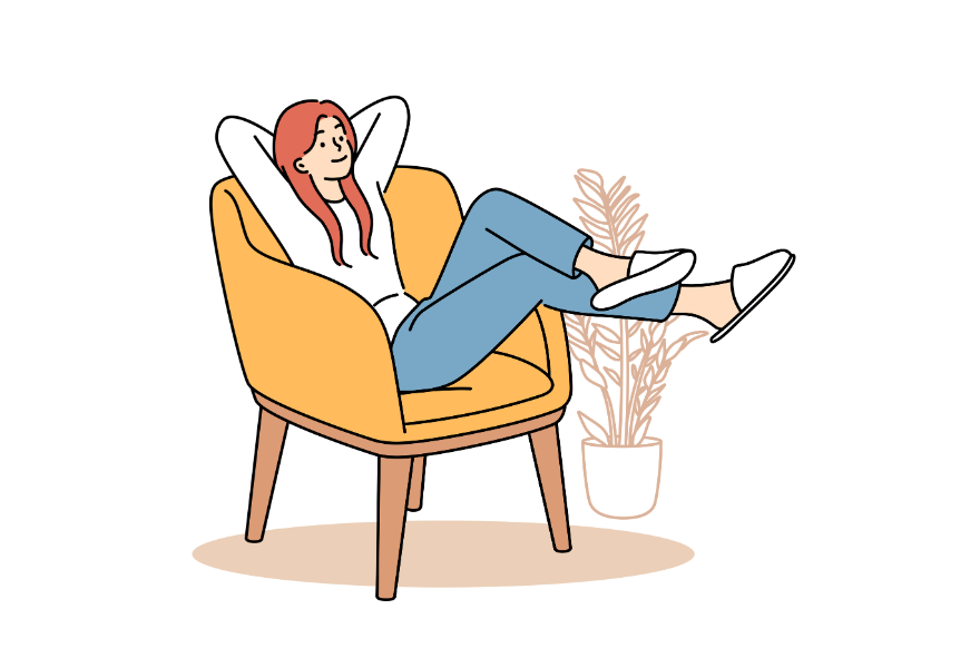 ソファでリラックスする女性