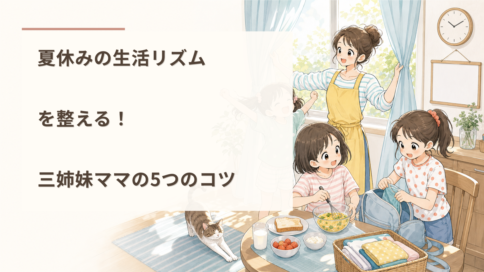 夏休みの生活リズムを整える！三姉妹ママの5つのコツ
