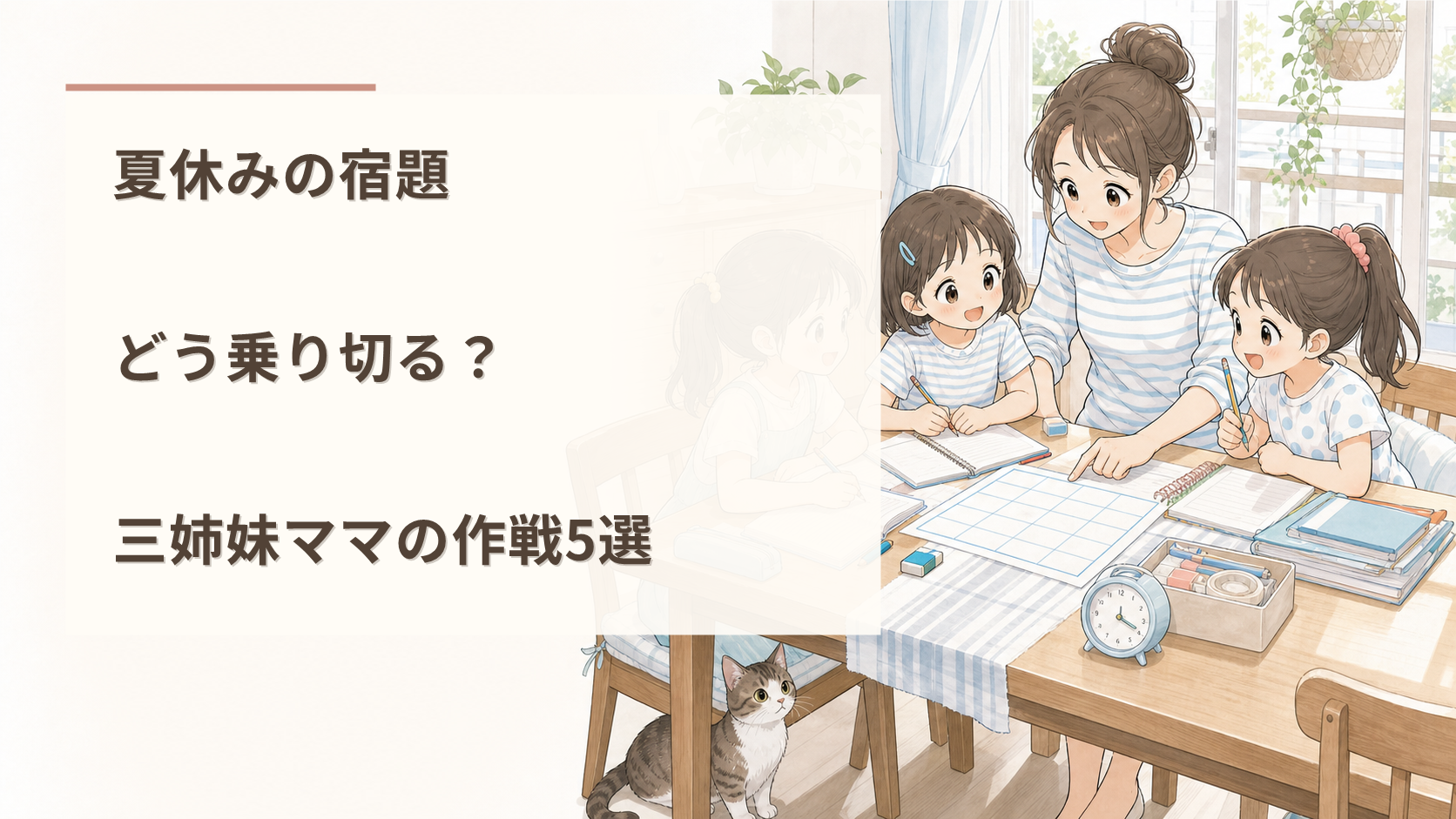 夏休みの宿題どう乗り切る？三姉妹ママの作戦5選